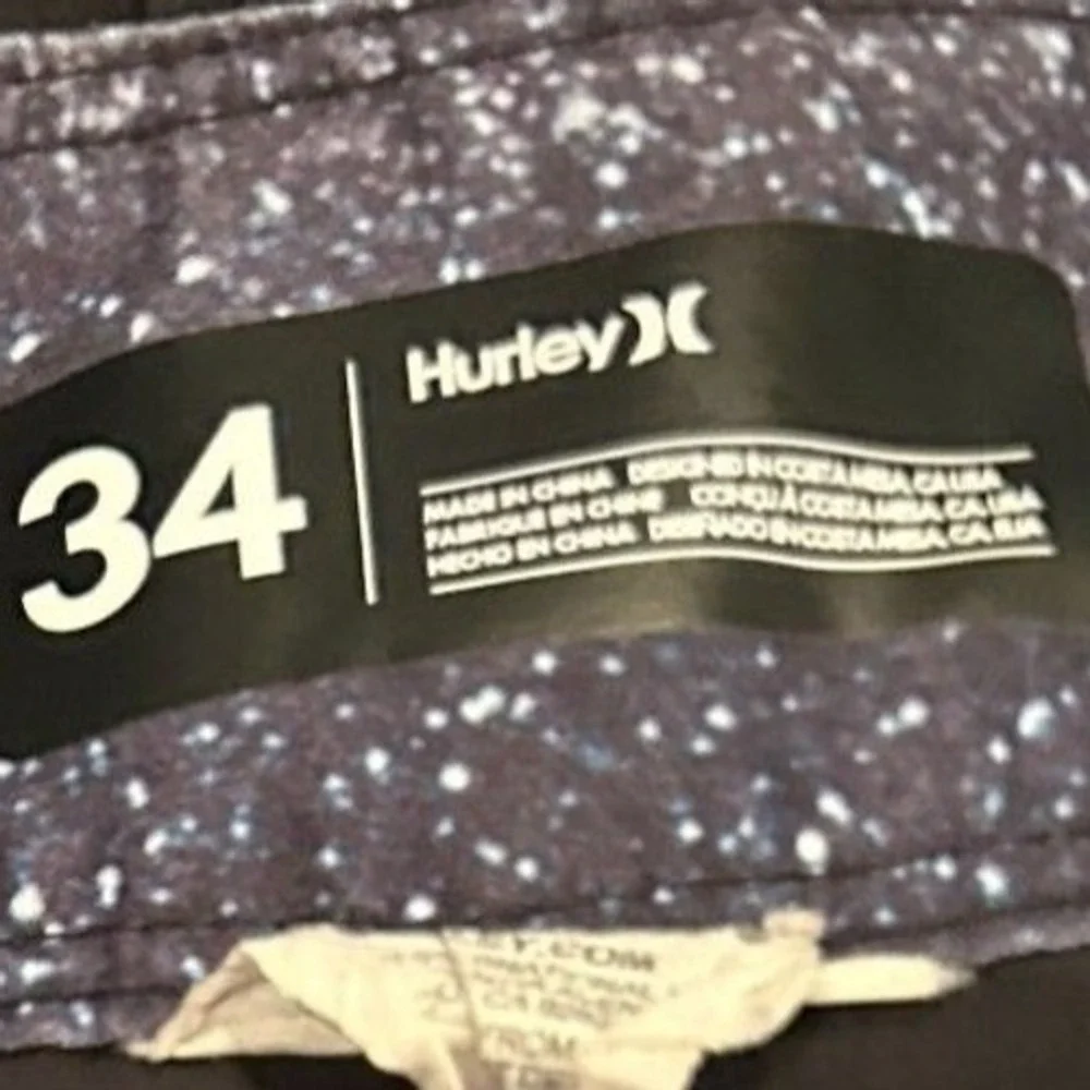 Hurley Phantom Board Shorts 34‎ Men's Black Galaxy Side Stripe Swim Trunks